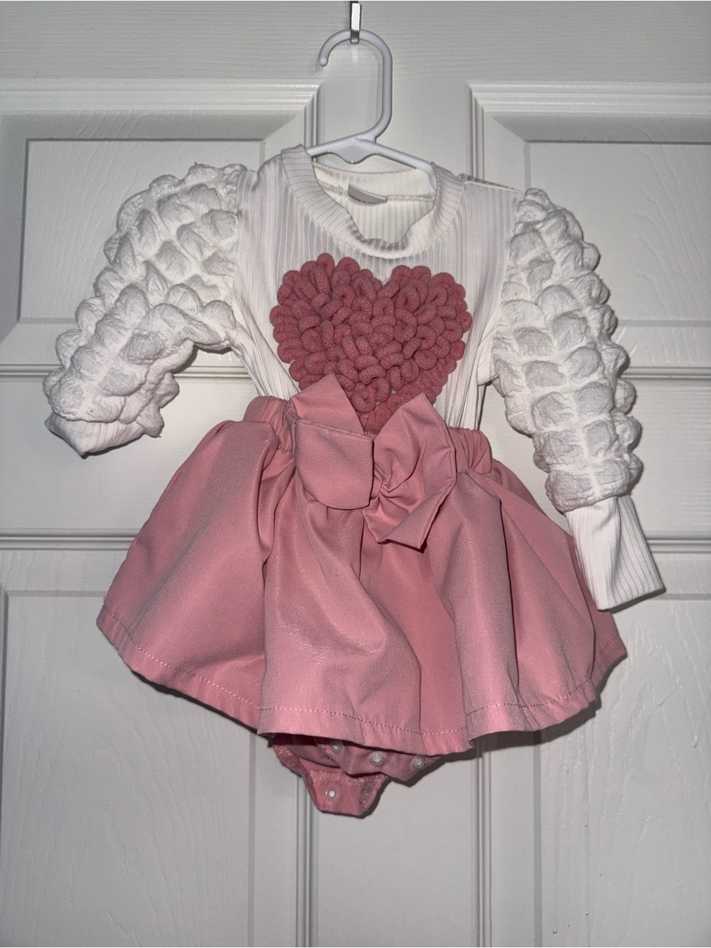 Baby Girl Pink Heart Romper Dress 6-9M Long Sleeve